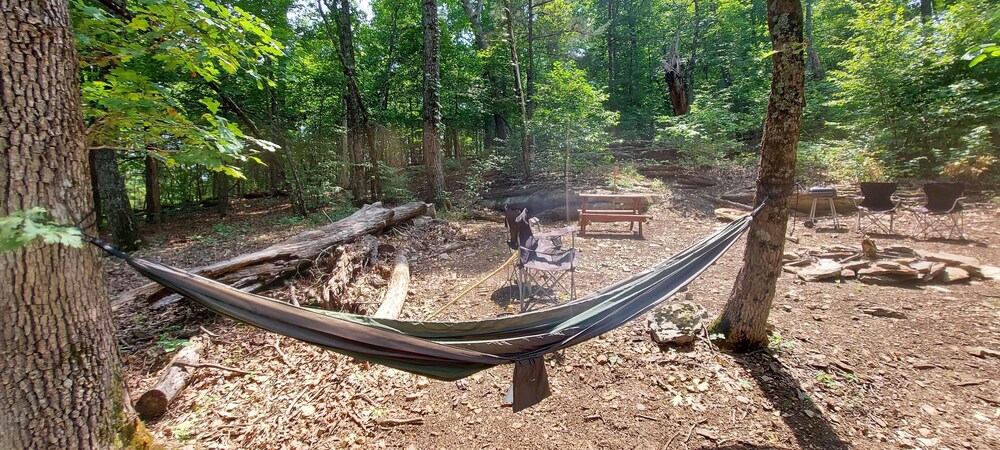 Treetopper 2 Fully Set up Tent Site with BBQ, Firepit, Outdoor Pool & Hiking view 5